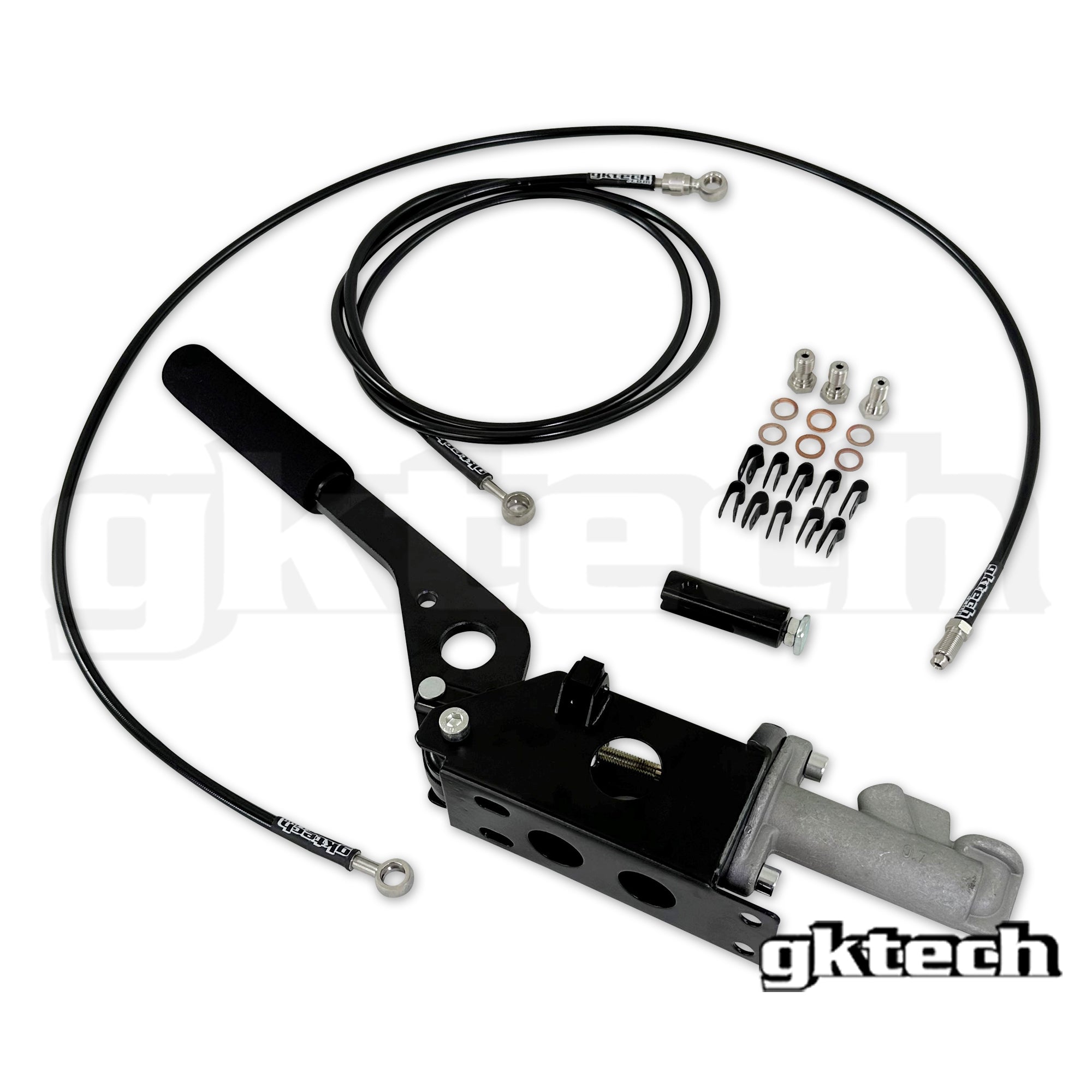 Budget hydraulic handbrake assembly and in-line braided line kit